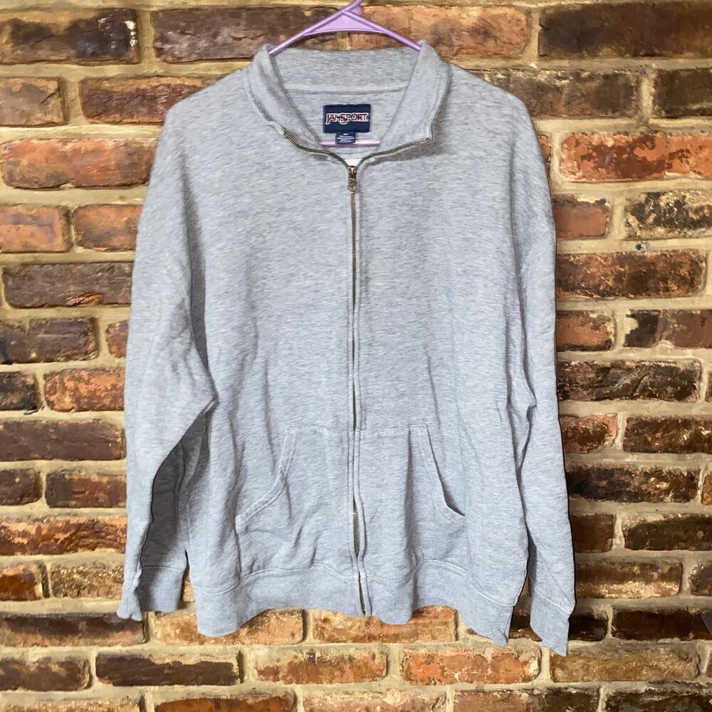JanSport Gray Full Zip-Up Sweatshirt Men's Size XL